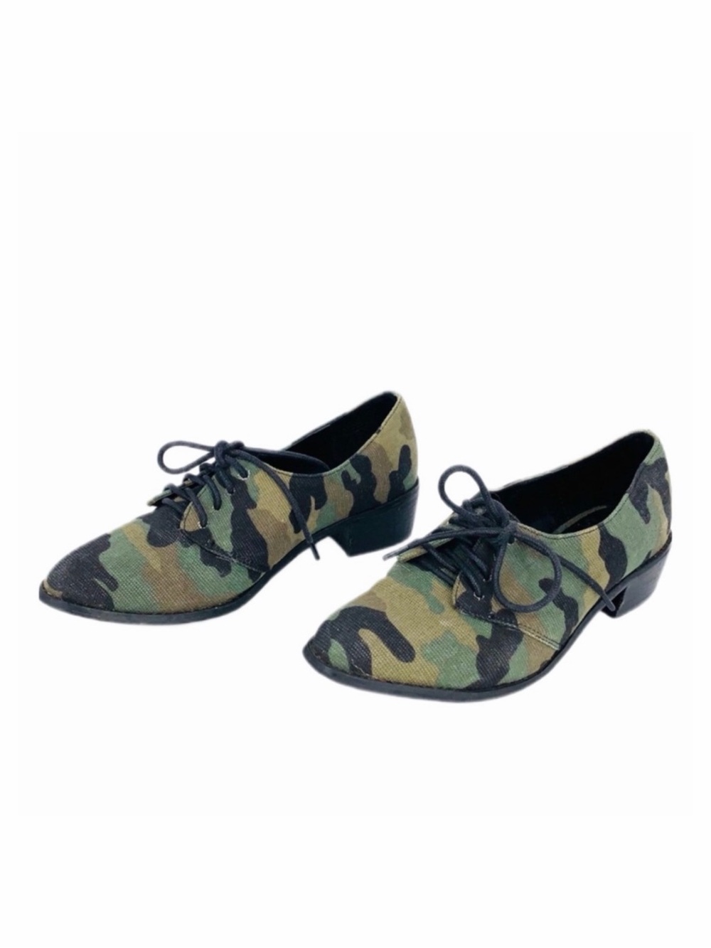 Dolls Kill x Shellys of London Camo Print Lace Up Oxfords Size 6.5